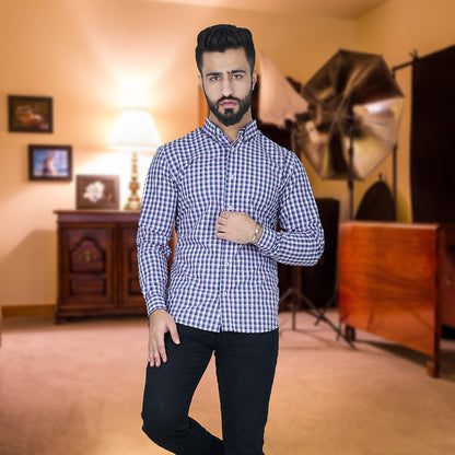 Premium Purple Check Full Shirt