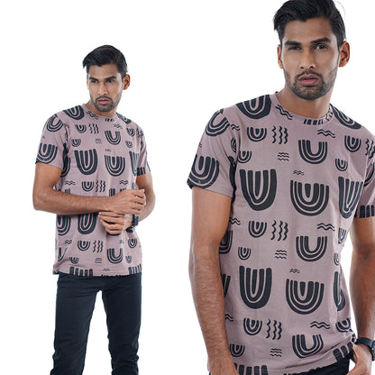 Light purple Black Printed t shirt