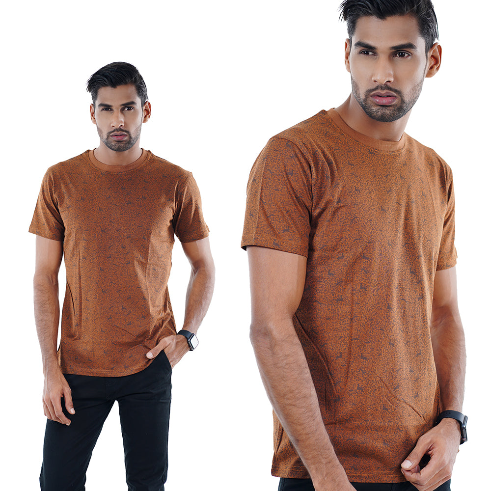 Mustard Black Printed t shirt