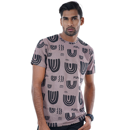 Light purple Black Printed t shirt