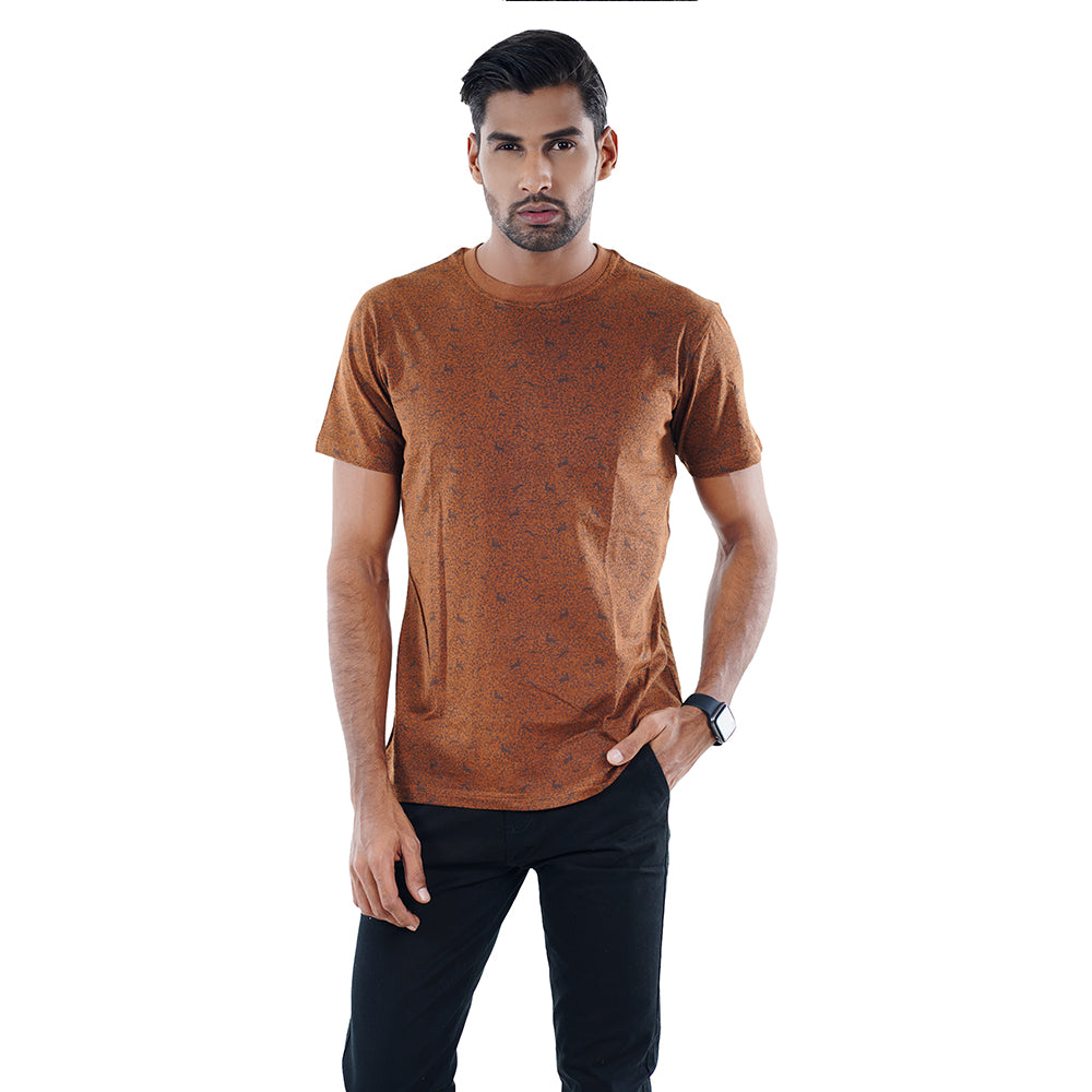 Mustard Black Printed t shirt