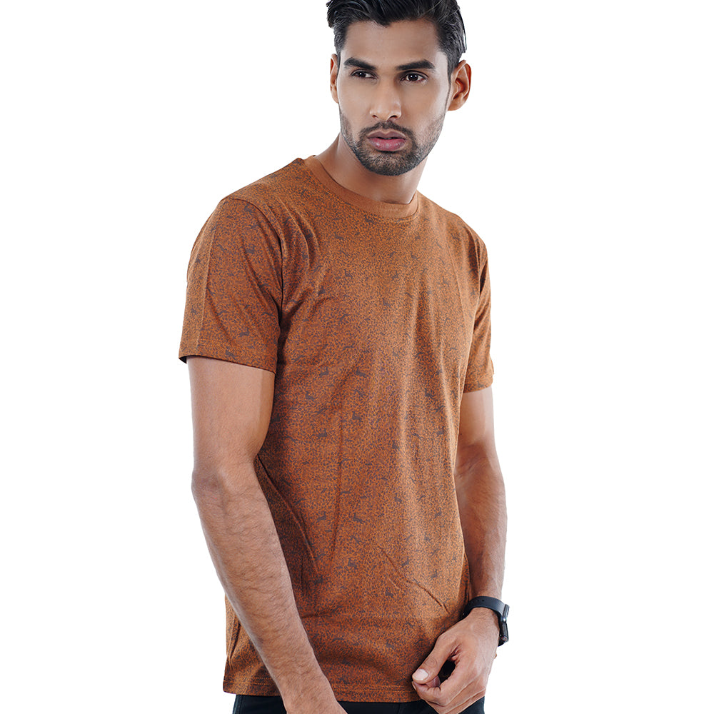 Mustard Black Printed t shirt