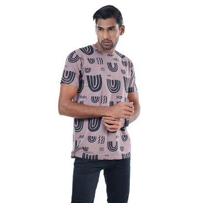 Light purple Black Printed t shirt