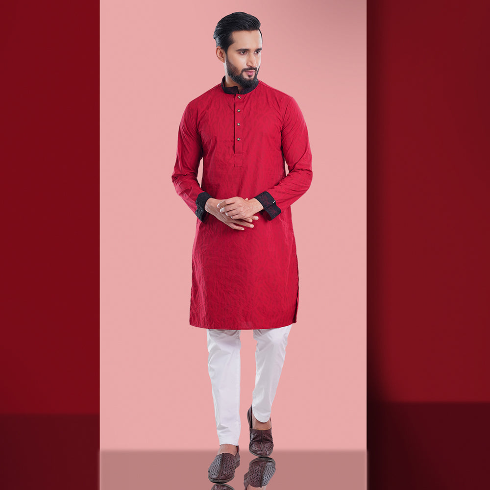 Premium Red Design Contrast Panjabi