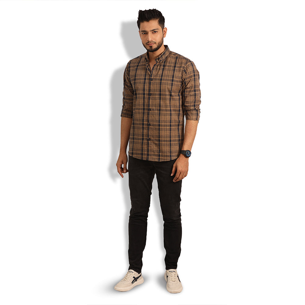 Urban Golden & Blue Check Full Shirt