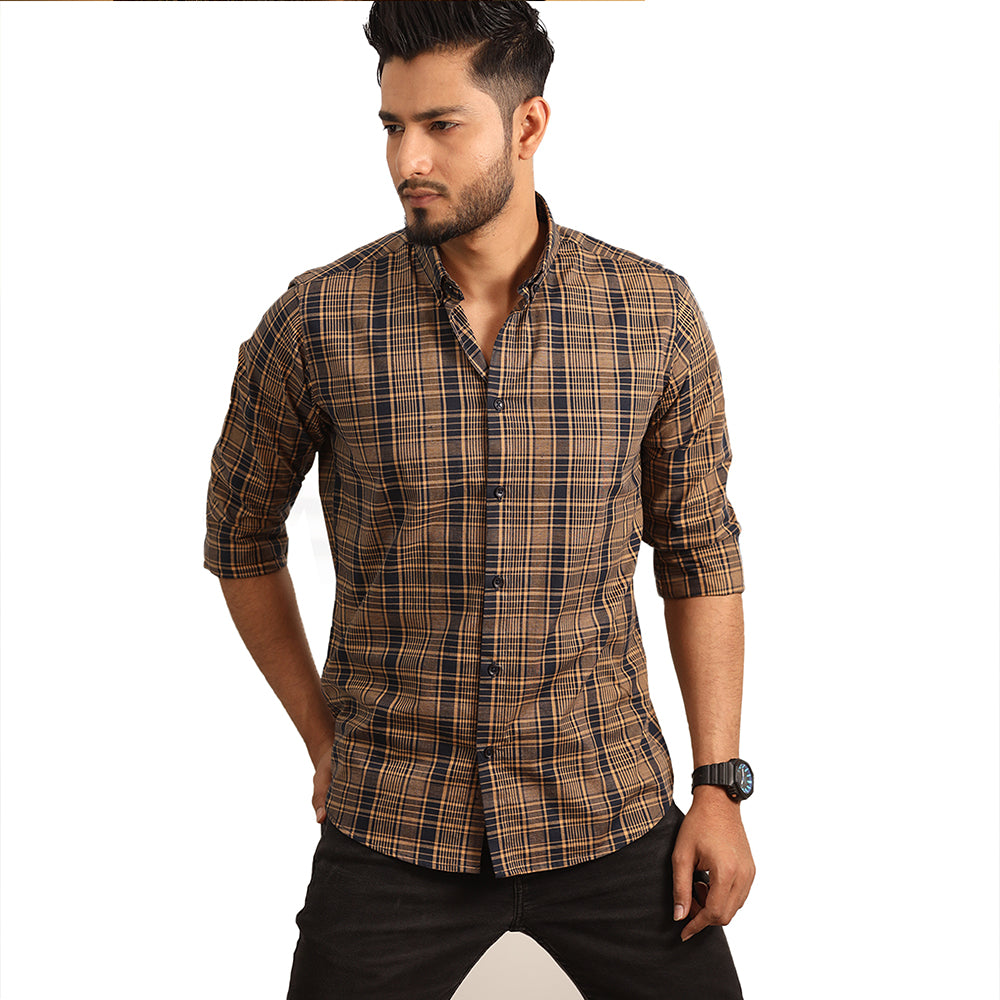 Urban Golden & Blue Check Full Shirt